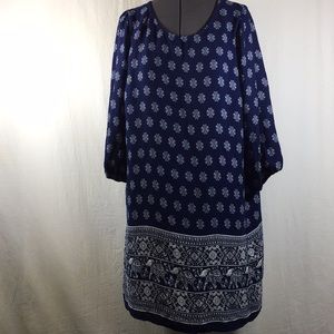 Be Bop Tunic Mini Dress Elastic 3/4 Sleeve Size XL